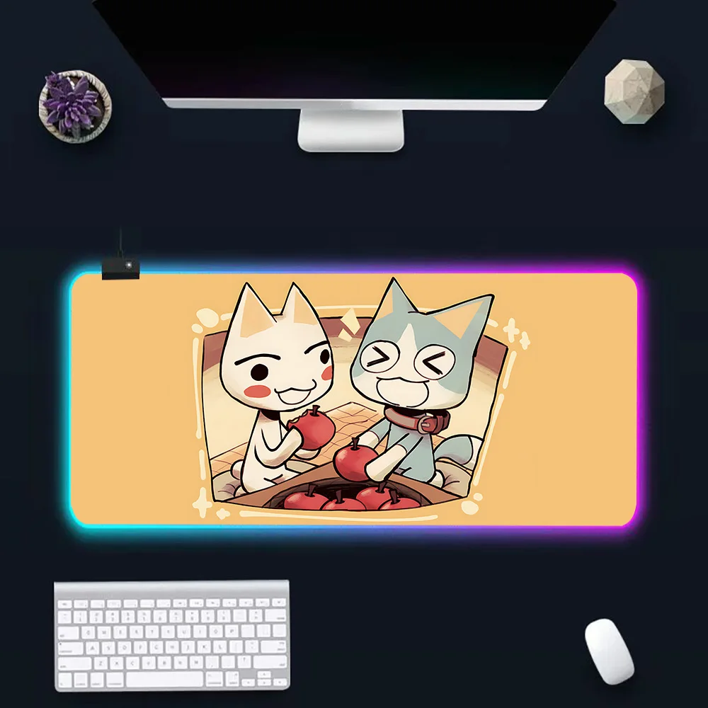 Cartoon Inoue Toro Schattige Rgb Pc Gamer Toetsenbord Muismat Muismat Led Gloeiende Muismatten Rubber Gaming Computer Mausepad