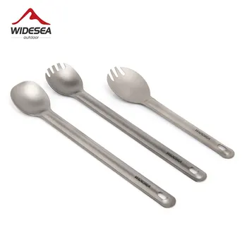 Widesea Kamp Titanyum Spork Kaşık Açık Hafif Çatal Sofra Taşınabilir Piknik Yürüyüş Seyahat Ultralight Yemek Takımı