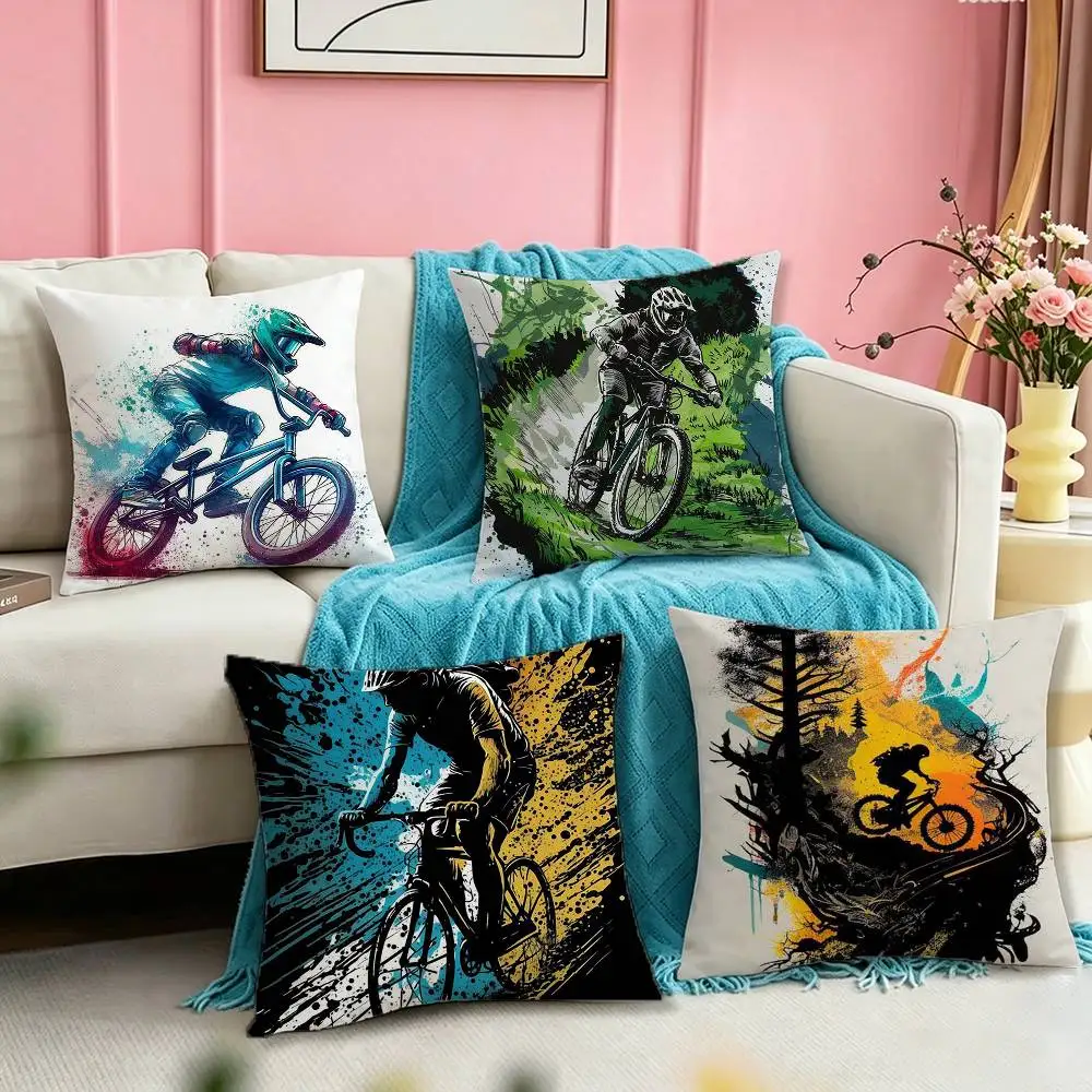 

Bicycle Bike Sport Square Double-Sided printed Pillow Case Bedroom Bedside Pillow Sofa Cushion Cover