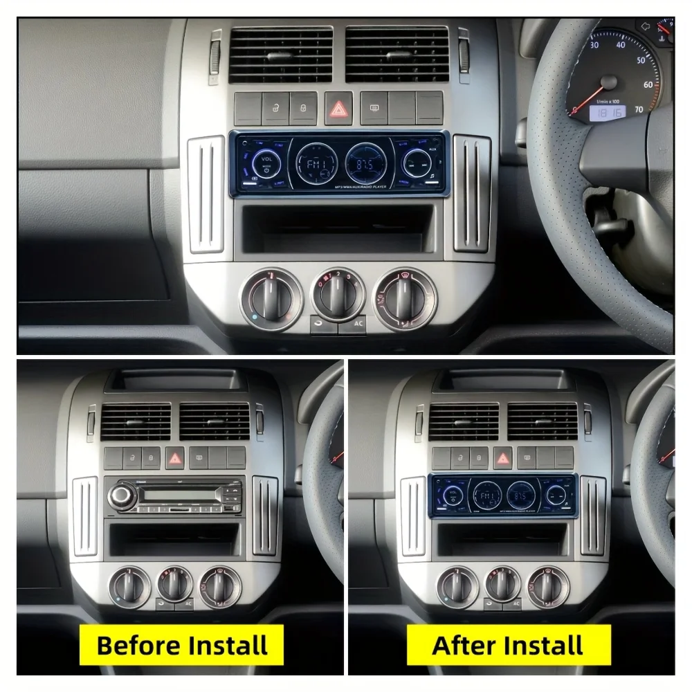 راديو سيارة 1DIN، 2 منفذ USB، فتحة بطاقة AUX و TF، راديو FM، شحن الهاتف، مشغل MP3، بدون بطارية، راديو سيارة للسيارة #6