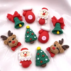 20 pz bella resina colorata alce Santa guanto campana Flatback Cabochon Mini Cartoon Figurine Scrapbook abbellimenti natalizi fai da te