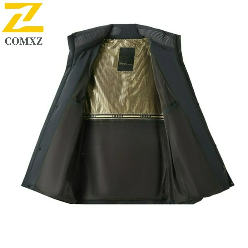 COMXZ Men Down Jacket Fashion Detachable Hood Outdoor Work Lightweight Padded Jacket Leisure Business Thickened Warm Winter Coat