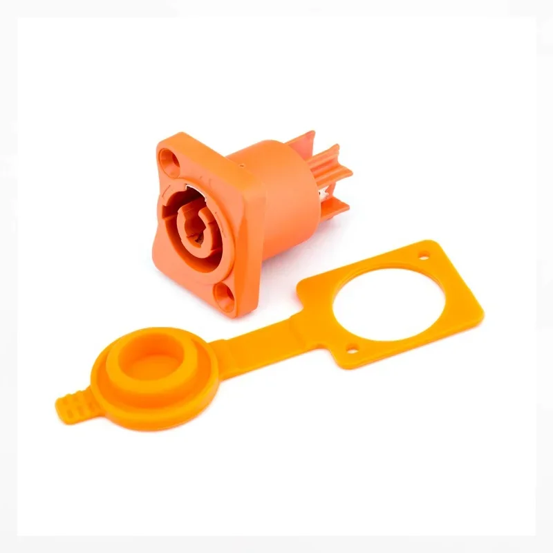 2pcs 3Pins Orange Power Plug Socket IP65 Waterproof Stage Beam Light 3Pin Power Cord Led Display Aviation plug 20A