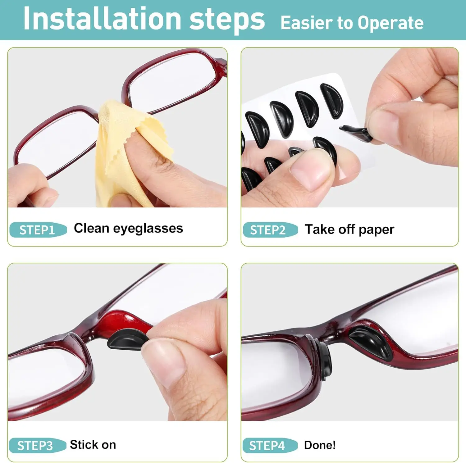 Viewring rutschfeste Silikon-Nasenpads für Brillen, Brillen und Sonnenbrillen, weiche Anti-Rutsch-Nasenpads, Zubehör für Lesebrillen – Detail 7