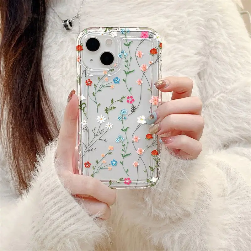 Flower Phone Case For iPhone 16 Pro Case iPhone 15 14 13 12 11 Pro Max 13 12 Mini Shockproof Soft Clear Cover Funda ﻿ image 2