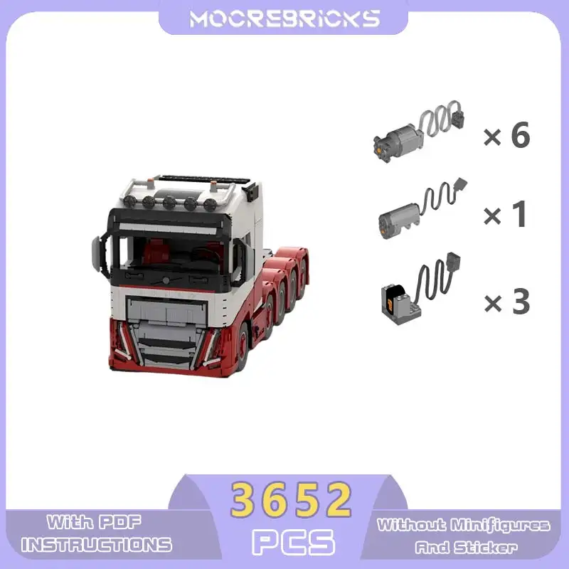 آلة المحرك الكلاسيكية جرار 10X4 جرار (أحمر) نموذج لتقوم بها بنفسك سيارة وحدات MOC اللبنات التكنولوجيا الطوب ألعاب إبداعية