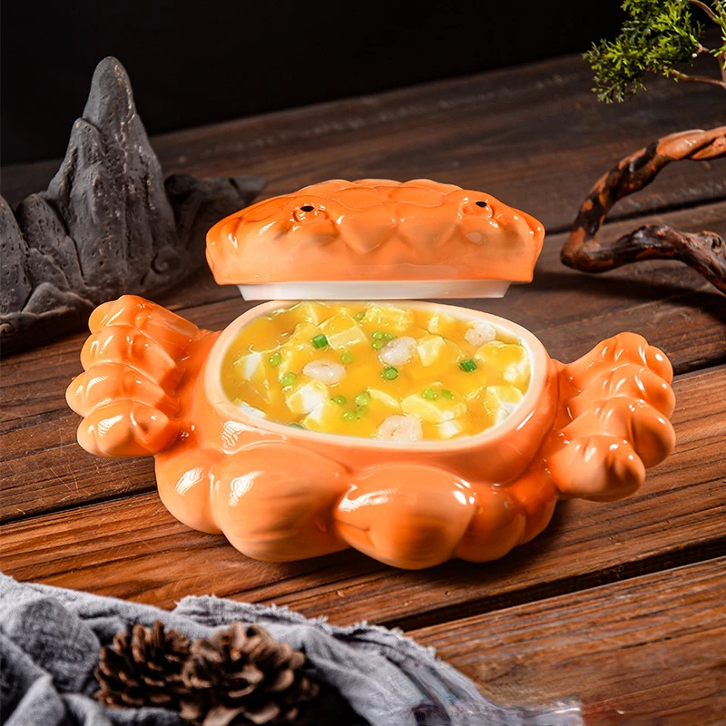 

Creative Hairy Crab Shell Shaped Crab Meal Tofu Ceramic Containers Dishes Specialty Restaurant Hotel Tableware Ceramic Bowl