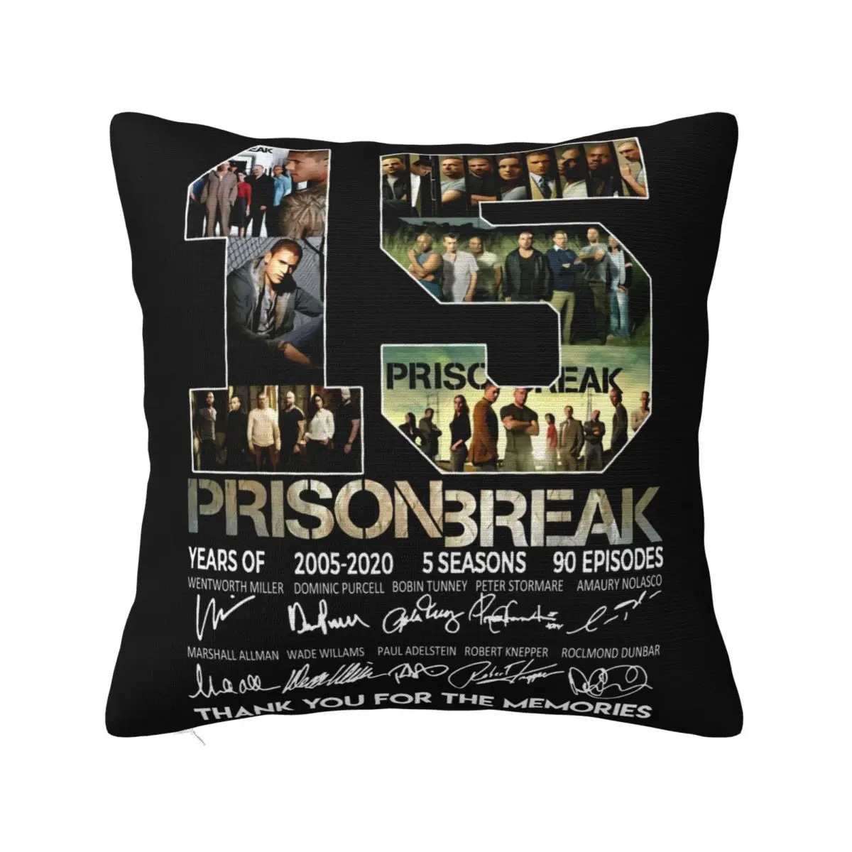 Prison Break 15 Years Of 2005 2020 5 Seasons 90 Episodes Signature Men Adult Pillow Case