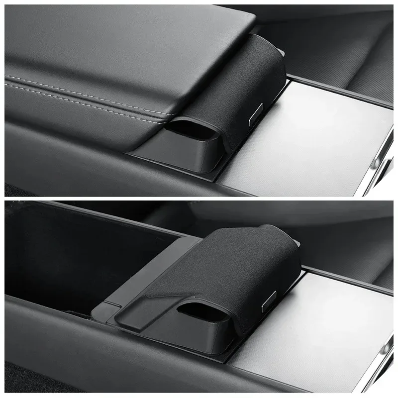 Picture 3: For Tesla Model 3 Highland Model Y Juniper Center Console Glasses Storage Tray Silicone Car Storage Box Organizer Accessories