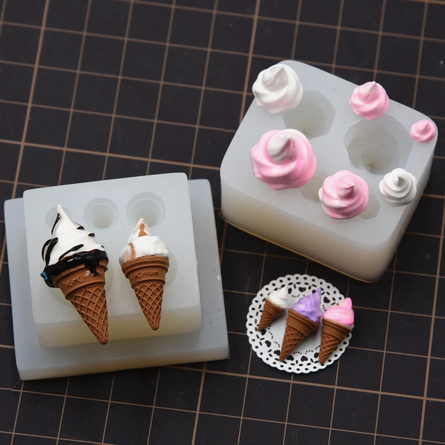 Mini Cute Ice Cream Silicone Mold Ultra Light Clay  Miniature Handicraft DIY molds view 5