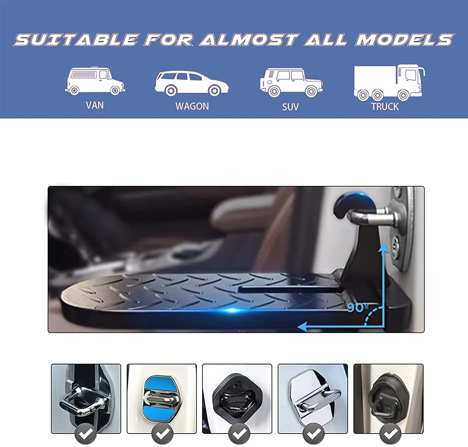 Universal klappbare Autotür Stufen verriegelung Haken Schritt Mini Hilfs fuß pedal Aluminium legierung Sicherheits hammer für Jeep Autozubehör – Detail 4
