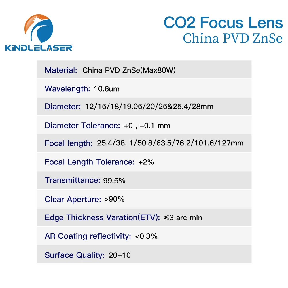 Lensa Fokus Kindlelaser 3/5/10 Buah Lensa Fokus CVD AS ZnSe DIA 20Mm FL50.8/63.5 untuk Mesin Pemotong Ukiran Laser CO2 0-200W