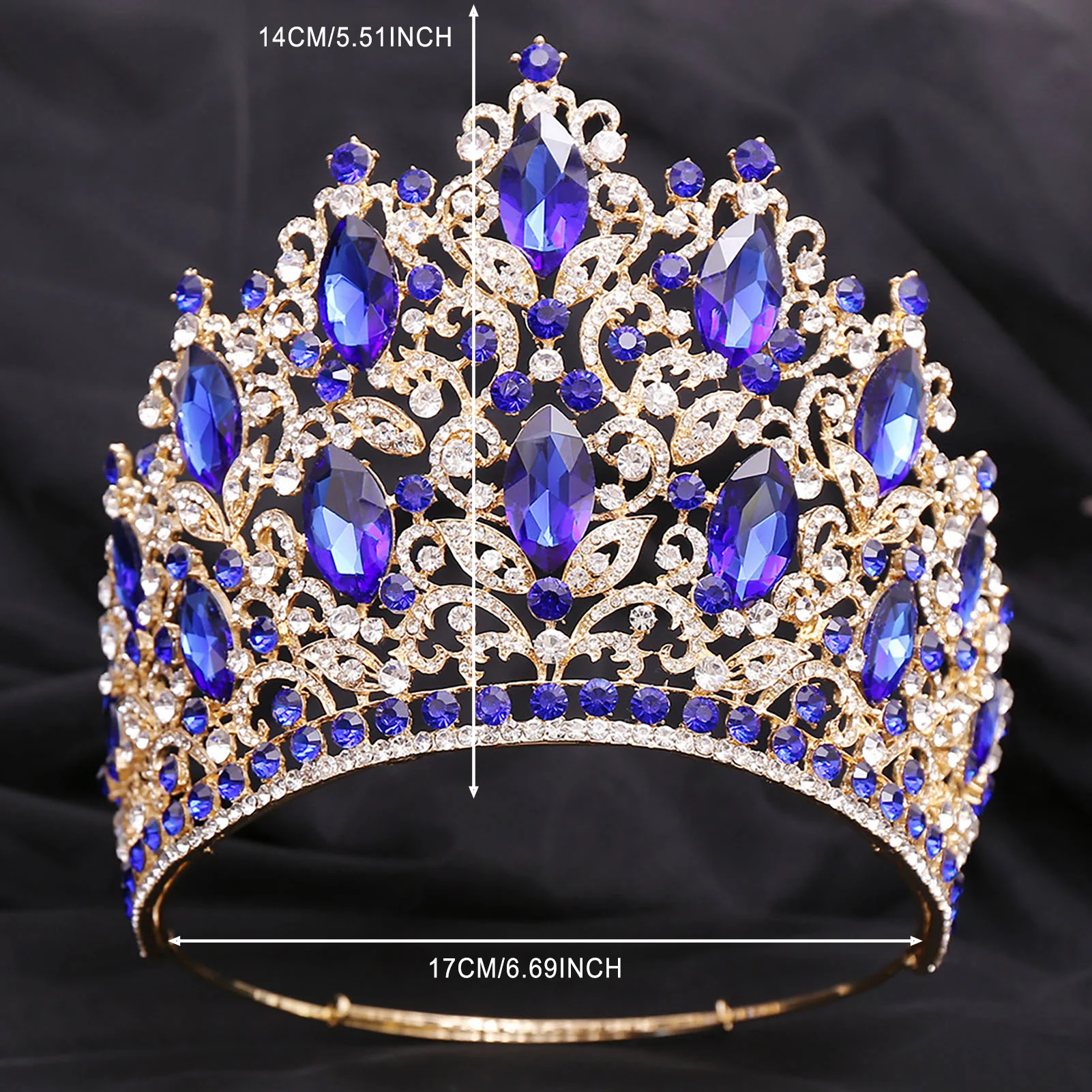 Wedding Tiara Crown Hair Comb Women Hair Accessories Colorful Rhinestone Tiara for Masquerade Ball Banquet Cosplay image 5