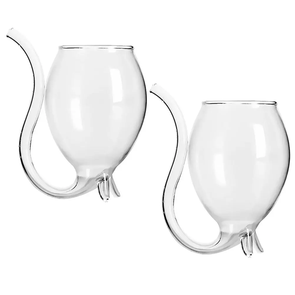 

2Pcs Wine Glass Novelty Decorative Glass Cup for Home Office Coffee Tea Cocktail Modern Unique Drinking Glasses Party Use