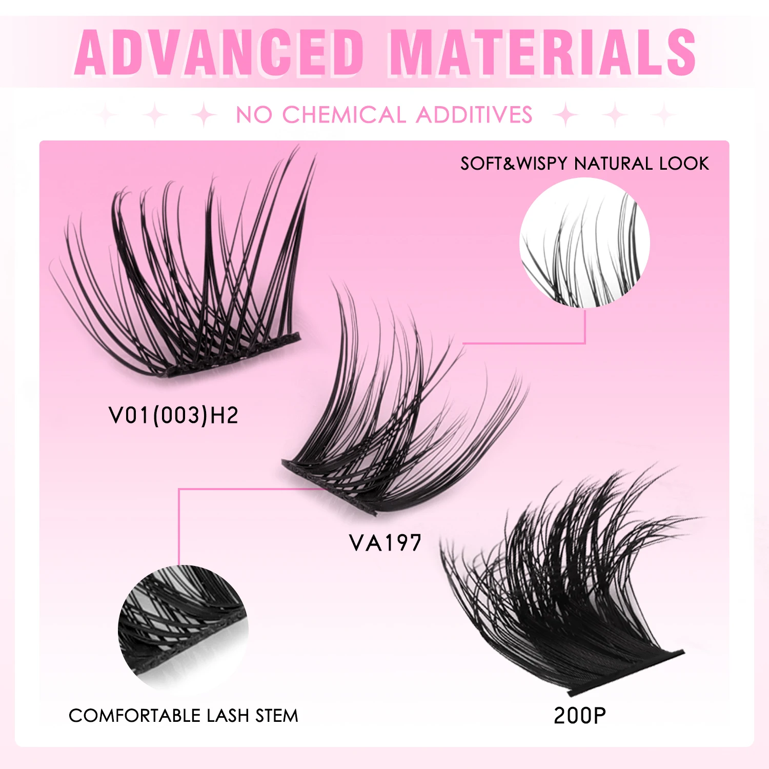 Kit de grupos de pestañas MOONKALI, volumen 3D y pestañas finas, juego de extensiones de pestañas naturales DIY con pegamento y pinzas, grupo de pestañas