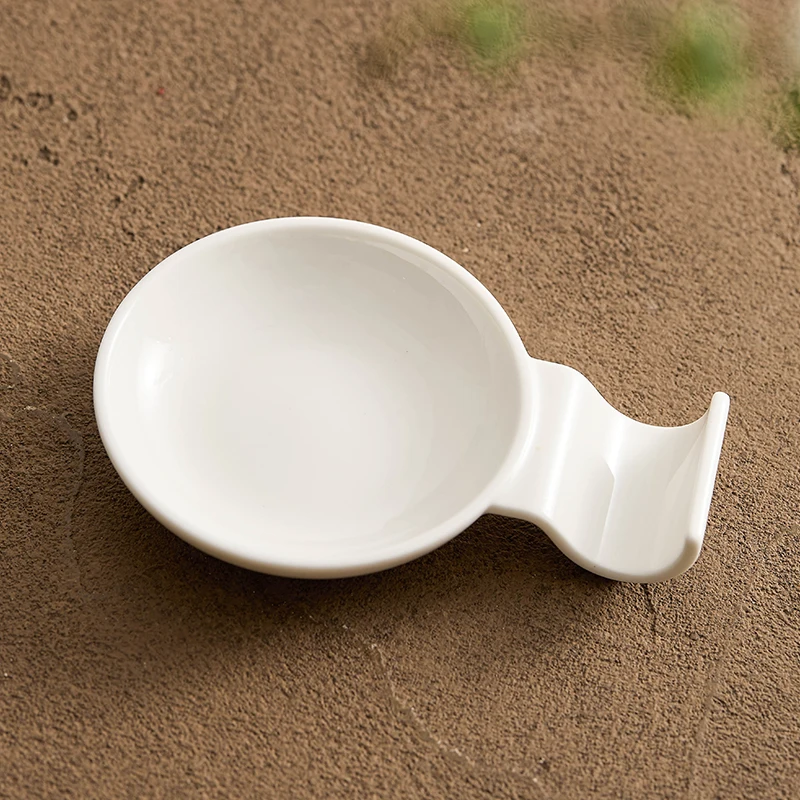 White Ceramic Seasoning Dishes Nordic Style New Household Vinegar Dish with Chopstick Rest Pigmented Craft Simple Tableware