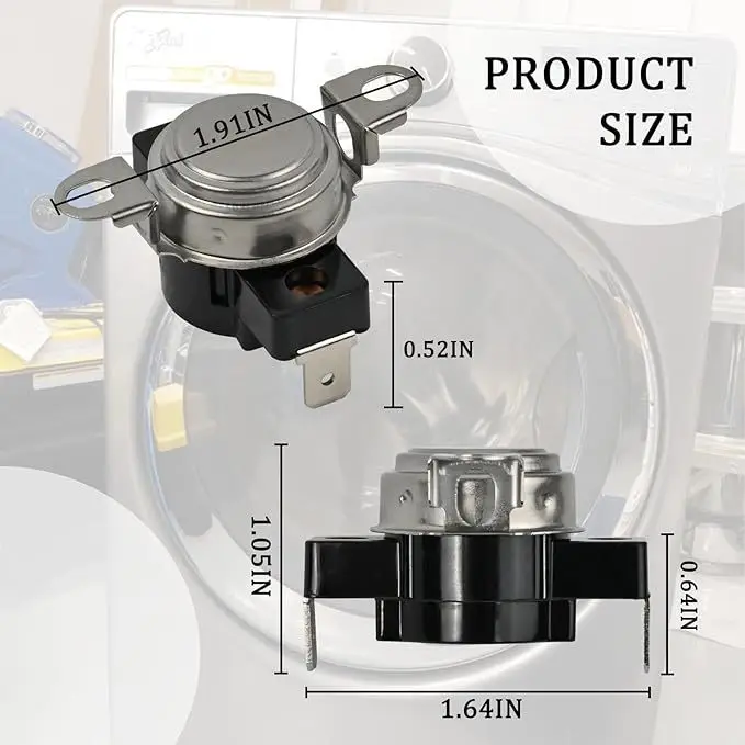 Appliance Dryer Thermostat Replacement for WP3391912 High Temp Control Switch 255F 124C Automatic Thermal Cut-Off Function
