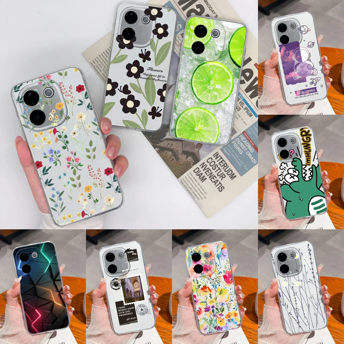 For iQOO Z9S Pro Vivo T3 Pro Phone Case Creative Multiple Patterns Back Cover For Vivo T3Pro Soft TPU Clear Anti Drop Funda Capa