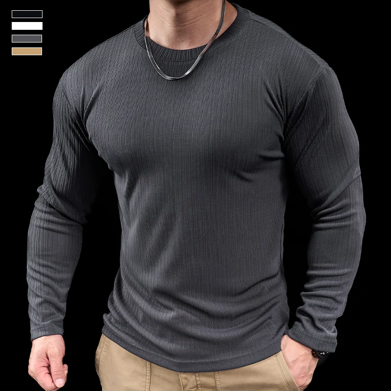 

Men's Sports Gym Tops Running Jogging Training Clothes Autumn and Winter Long Sleeve T-Shirt Clothes Muscle Tight Tee