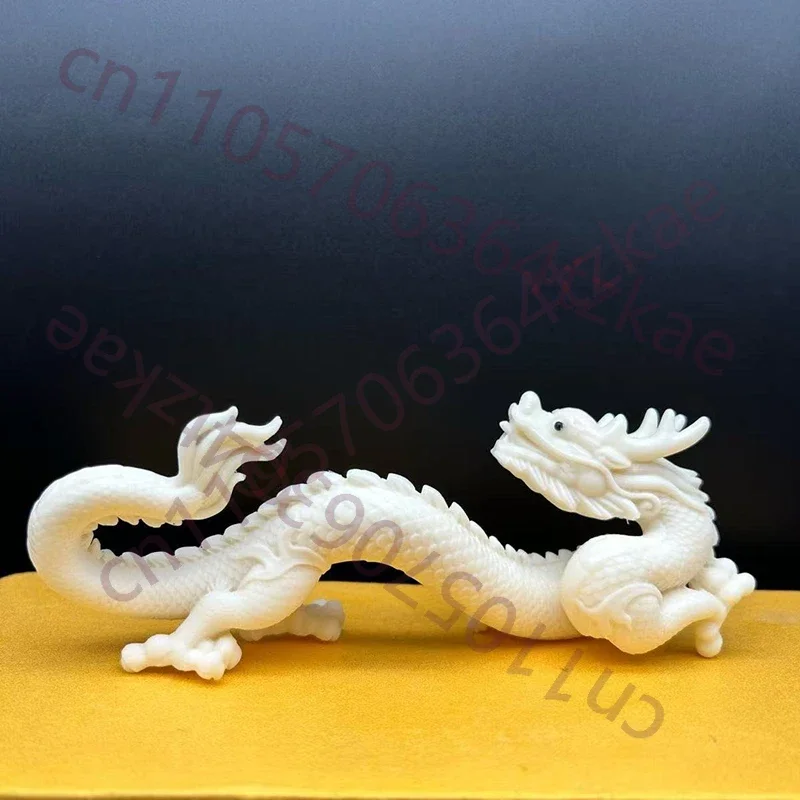 Little White Dragon Mascot Sculptures And Figurines， Chinese Mythical Beasts Home, Study, Office Wealth Luck Feng Shui Decor