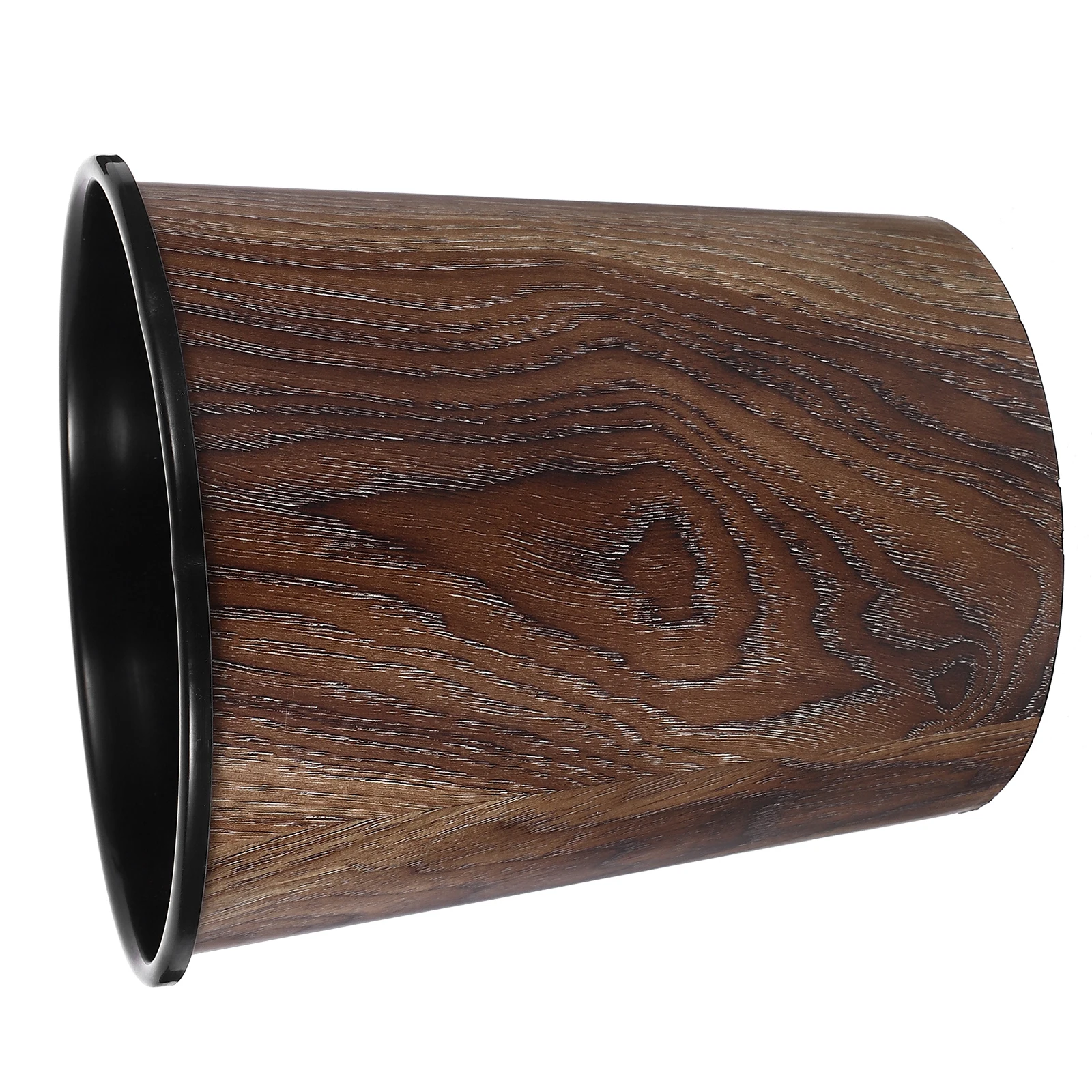 

1pc Wood Grain Trash Plastic Garbage Container For Kitchen Bathroom Office Rustic Waste Bin Large Capacity Household Garbage Can