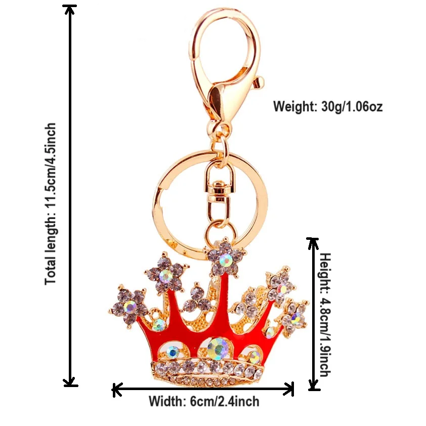 Sparkling crown-shaped rhinestone pendant keychain decoration