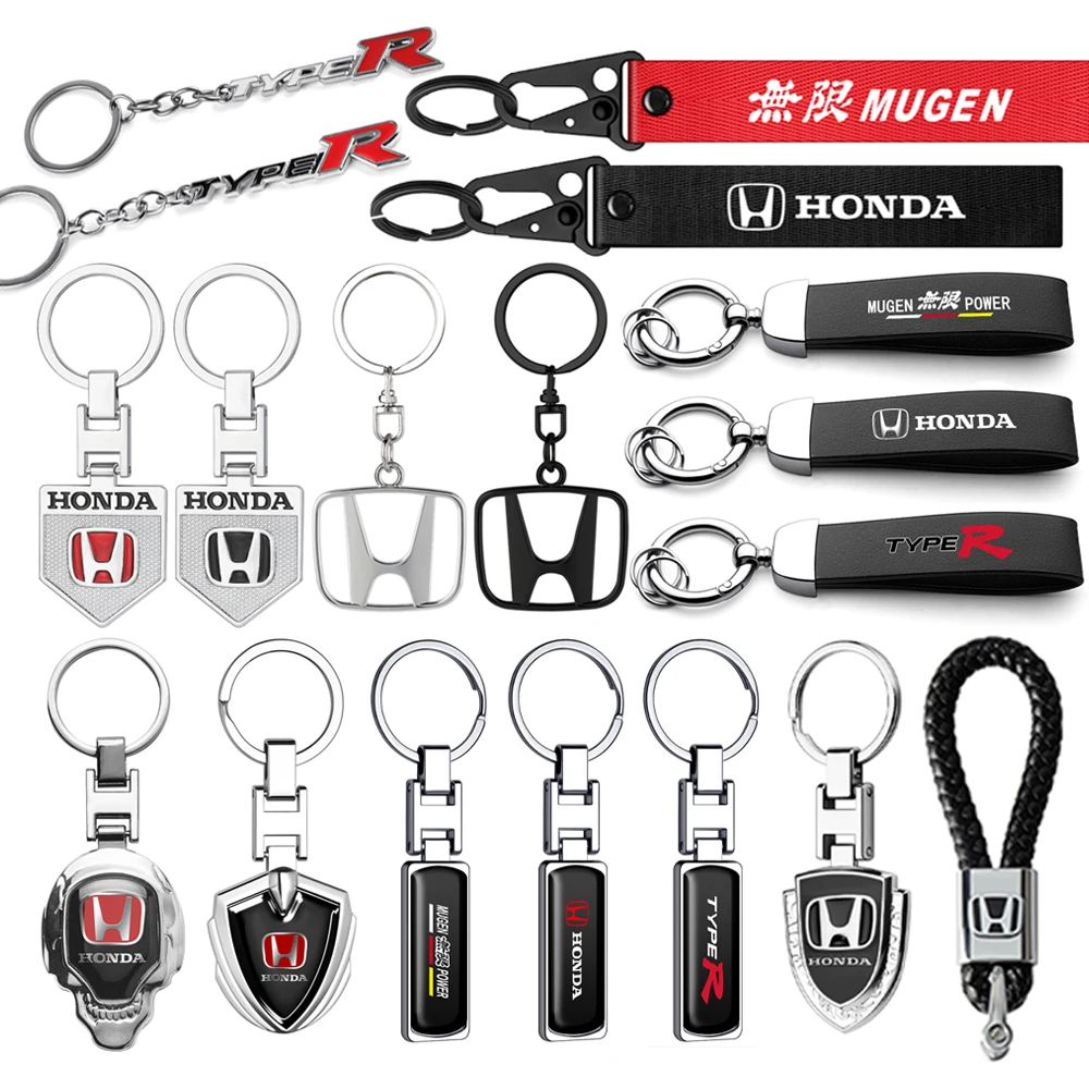 

New Metal/Leather Keychain Hand-Woven Key Rope Key Ring Key Holder Gift For Honda Mugen Typer ACCORD Avancier Airwave Civic FK8