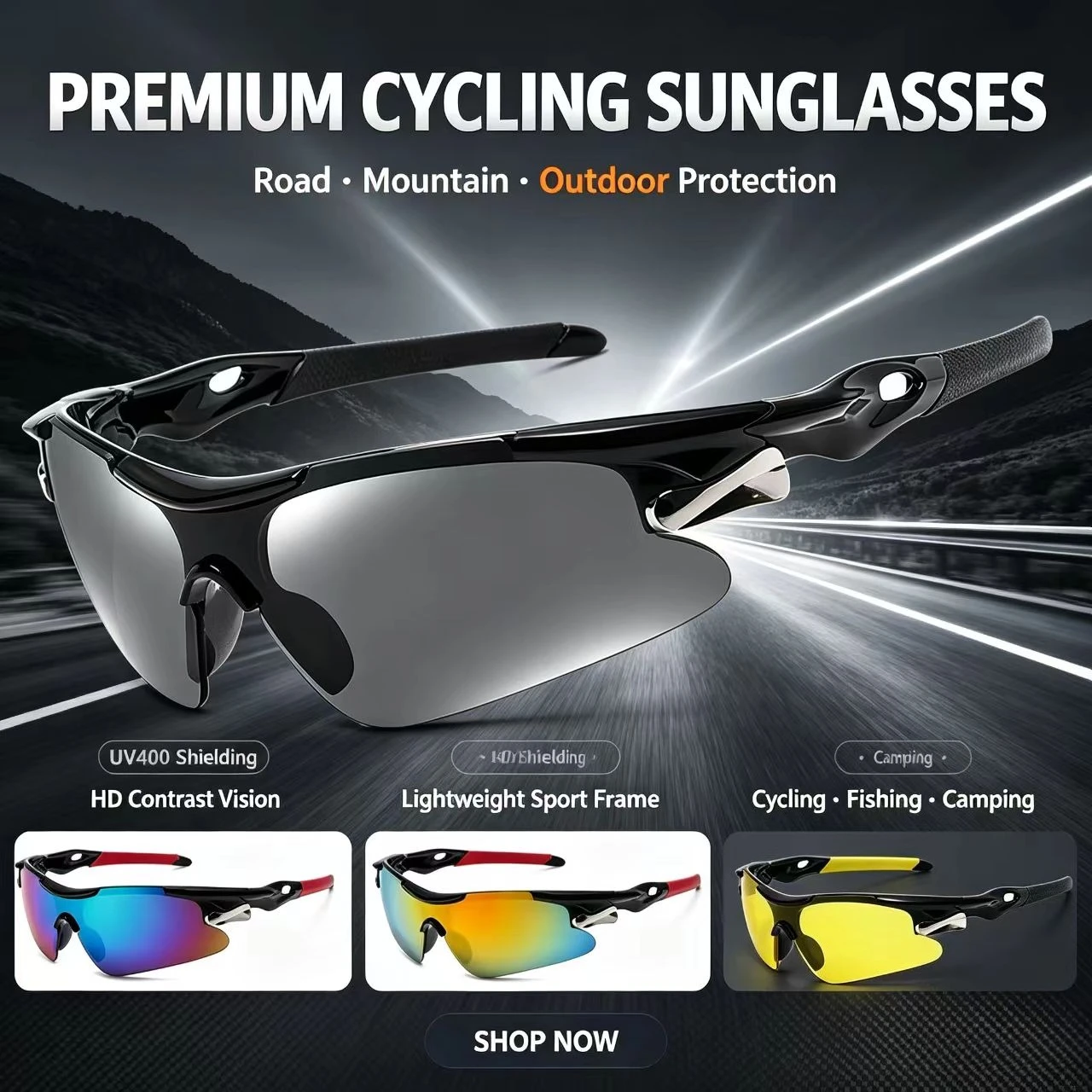 Sports Men Sunglasses Road Cycling Glasses Mountain Riding Protection Goggles Eyewear Mtb Bike Fishing Camping Outdoor Glasses