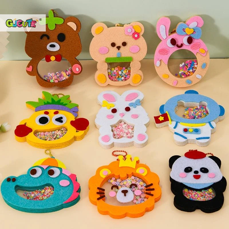 1 conjunto shaker puzzle brinquedos dos desenhos animados não tecido shake pingente kits de material diy para crianças fácil colar acessórios artesanato artesanal