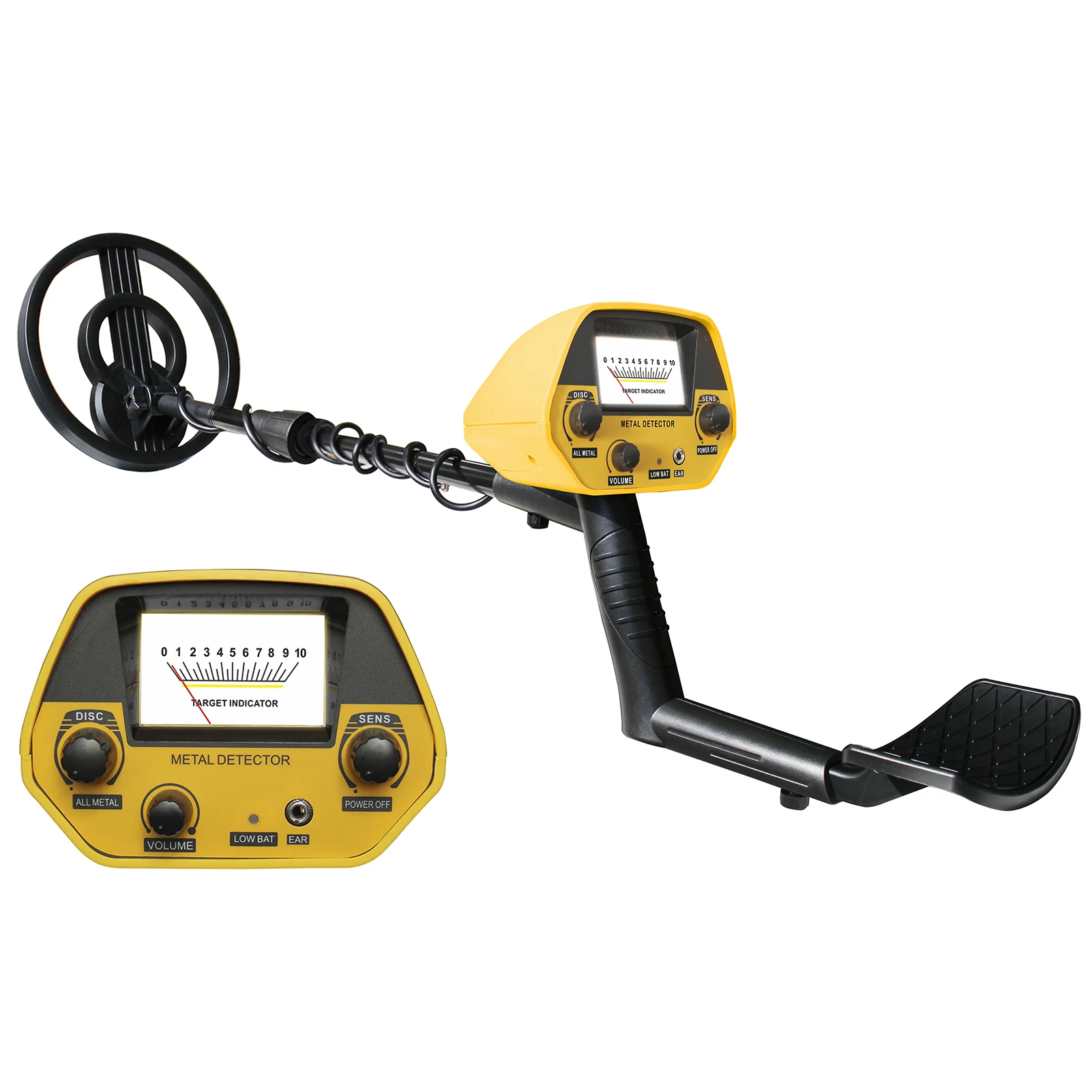 Waterproof Coil Metal Detector High Accuracy Adjustable Stem 7 Inch Finder Underground Coins Relics Jewelry Beach Treasures