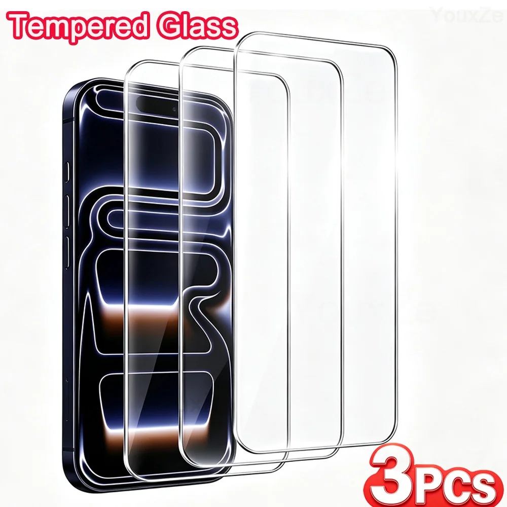 Kit com 3 Películas de Vidro Temperado Oleofóbico para iPhone 18 17 16 15 14 13 12 11 Pro Max Plus XR - Protetor de Tela