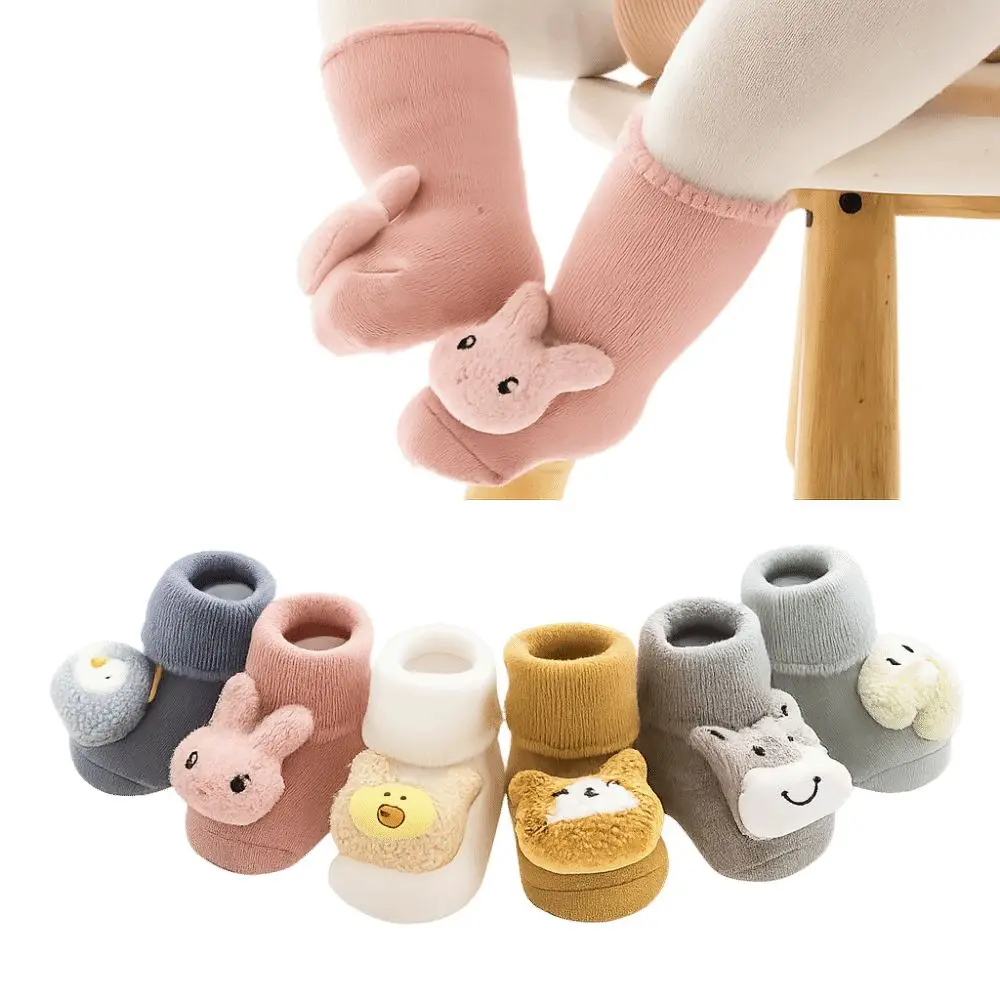 

Warm Plus Fleece Baby Socks 3D Toy Anti-Slip Newborn Baby Socks Fleece Lining Thick Baby Floor Socks Baby Boys Girls