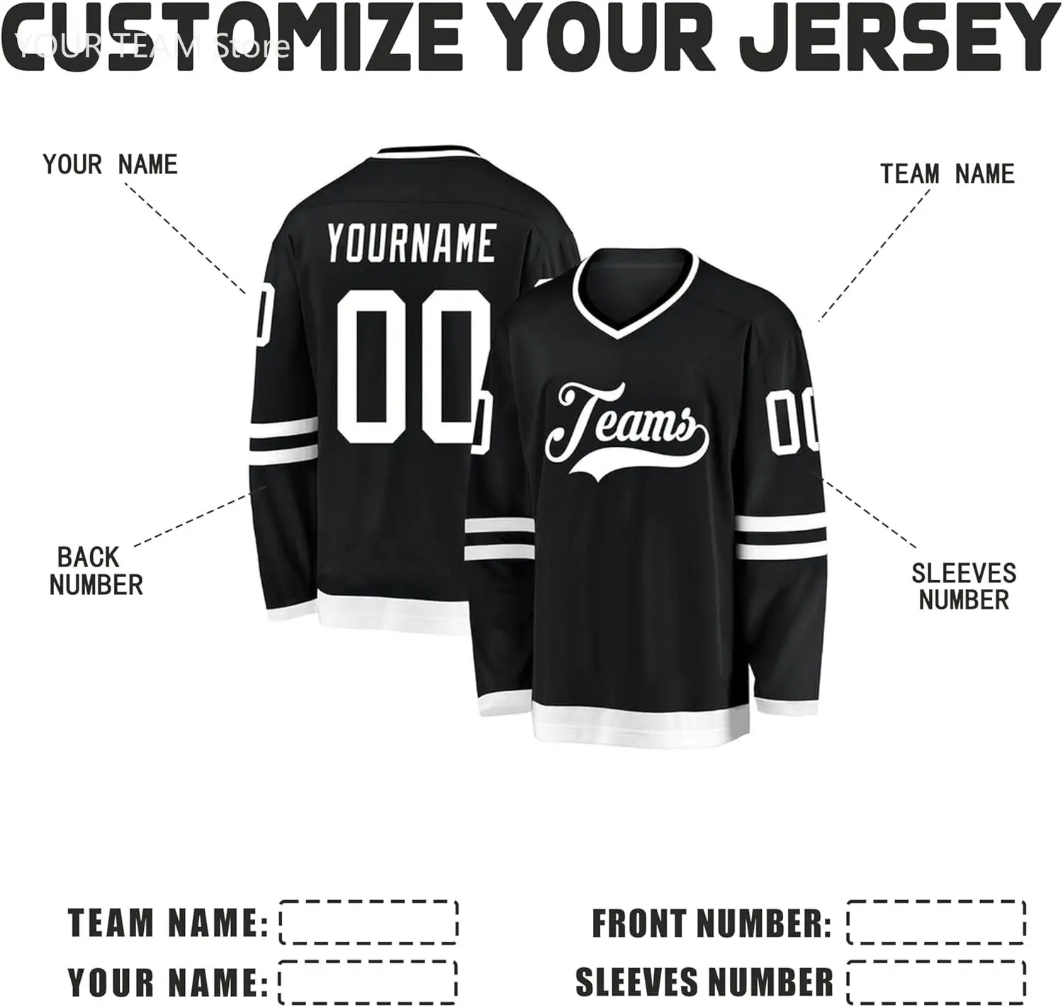 Personalized Hockey Jersey Stitched Custom Name Number Logo Sports Hockey Long Sleeve for Men Women Youth