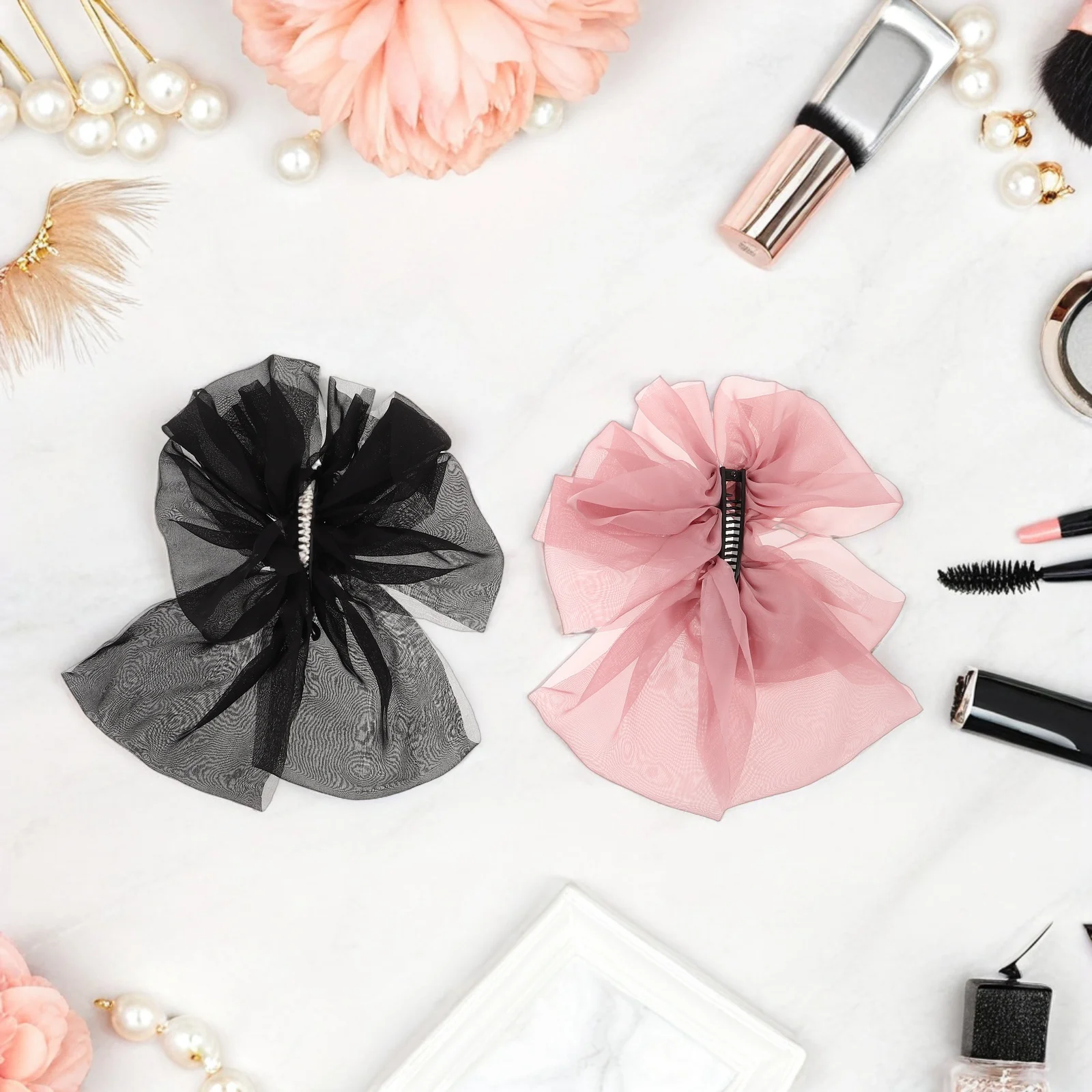 

4pcs French Bow Clips Banana Barrettes for Women Thick Hair Multilayer Vintage Large Bowknot Accessories Hair Bun