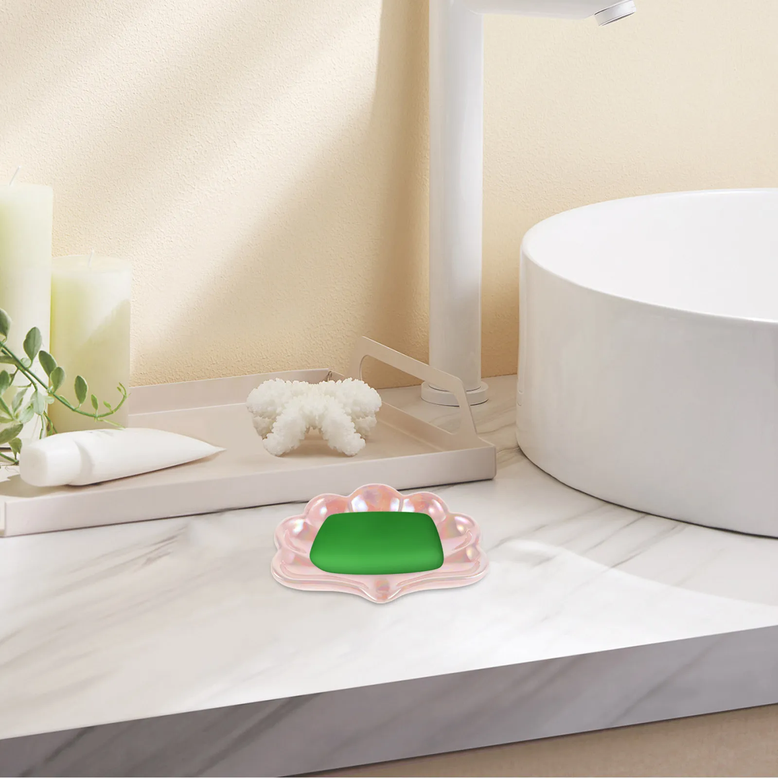 

Shell Soap Dish Ceramic Bathroom Holder Decorative Jewelry Plate Tray for Rings Earrings Multi-Function Organizer