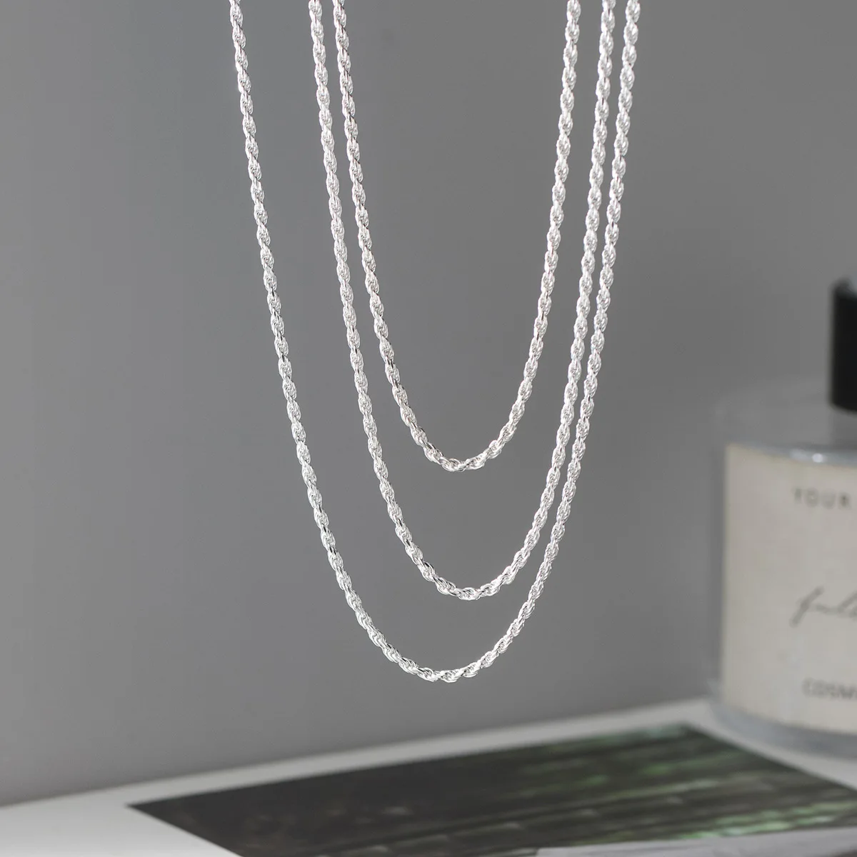 

Necklaces For Women Real 925 Sterling Silver Rope Chain Trend Jewelry 1.9mm 55cm Female High Quality Neck Necklace Accessories