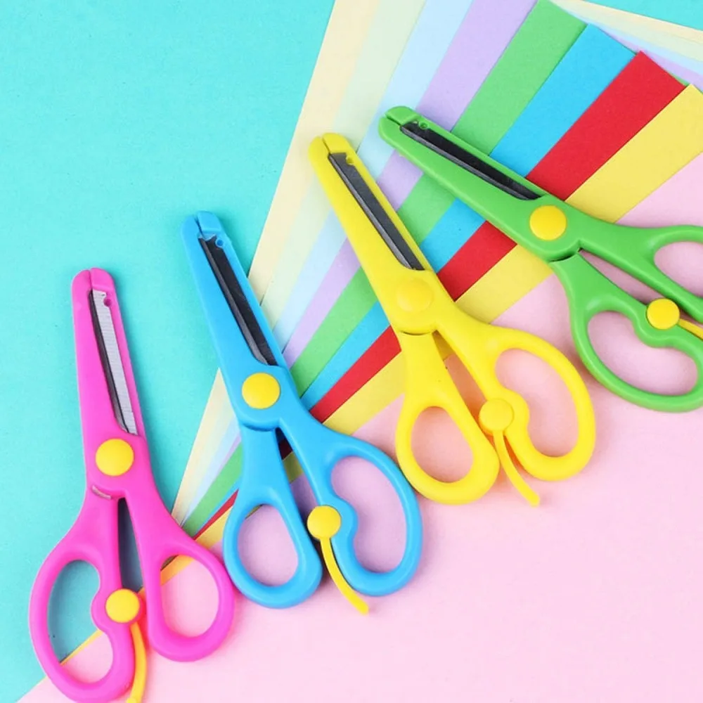 3 Pack Spring Assisted Kids Safety Scissors, Anti-Pinch Blunt Tip Craft Scissors, Colorful Ergonomic Plastic Handle Child Cutting Scissors for School Classroom Art DIY Holiday Gift