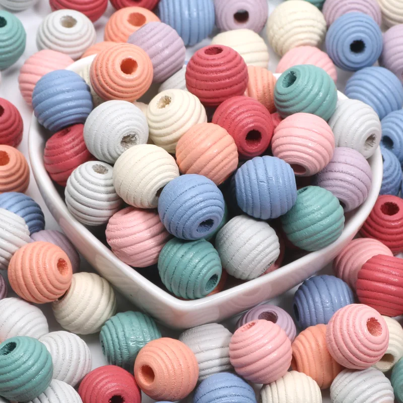 Wood Spacer Beads 14/20mm Thread Round Ball Wooden Beads Necklace Bracelets Charm For Jewelry Making DIY Handicrafts Accessories