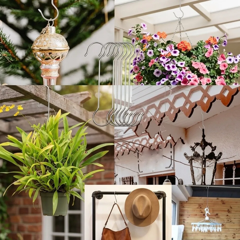 20pcs Garden S Hooks Metal for Hanging For Flower Bird Feeders Wind Chimes Outdoor Indoor Decor 30 cm and 40 cm