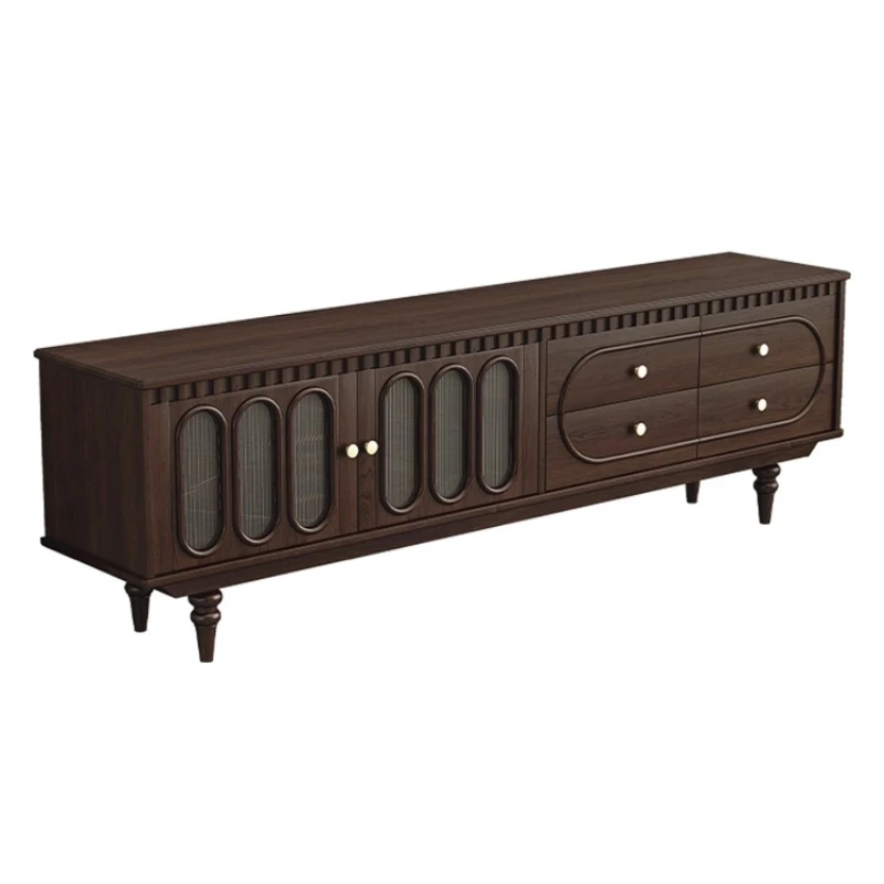 

American light luxury retro pure solid wood coffee table TV cabinet combination French simple storage living room