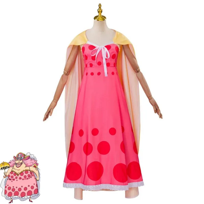 Disfraz de Cosplay de Anime Charlotte Linlin, disfraz de gran mamá, Totto Land Queen, vestido de fruta Soul, capa, sombrero, uniforme, traje de Carnaval Sexy para mujer de 5 pies