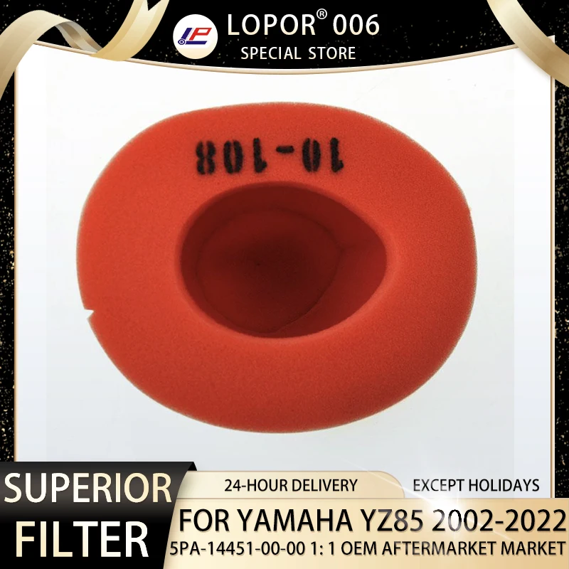 Limpiador de admisión de filtro de aire para motocicleta Yamaha YZ85 P,R,S,T,V,W,X,Y,Z,A,B,D,E,F,G,H J,K,L,M 02-21 YZ85N,P 22-23