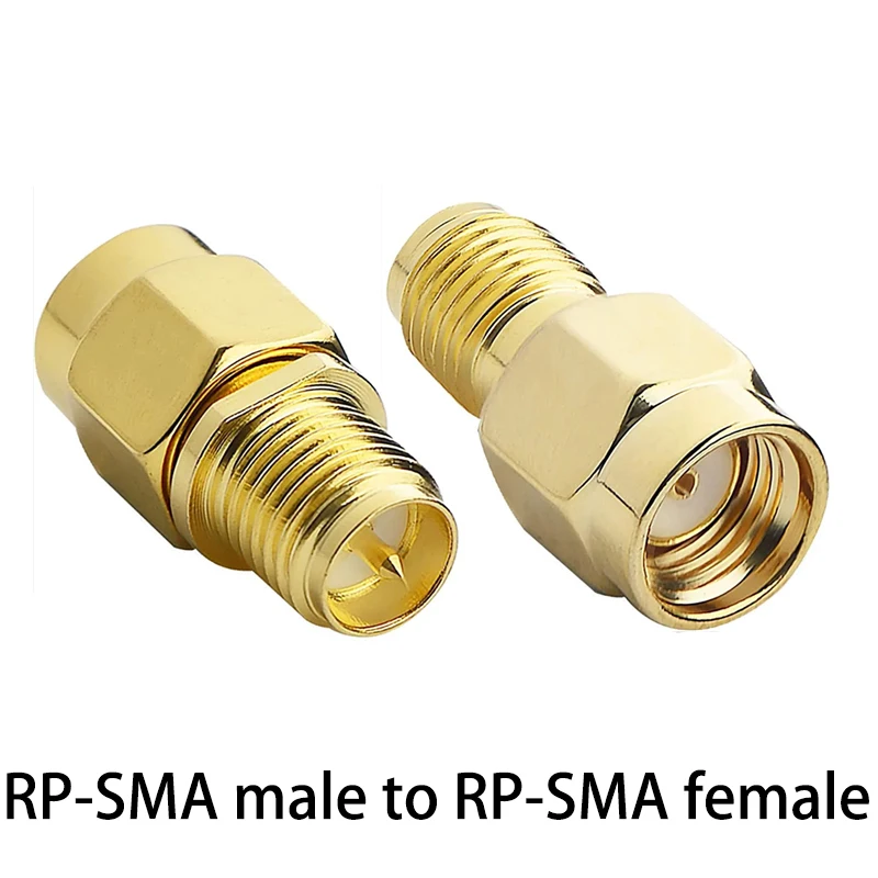 SMA to RP-SMA Adapter SMA Male to RP-SMA Female RF Coaxial Connector Reverse Polarity Gold Plated Brass 50 Ohm