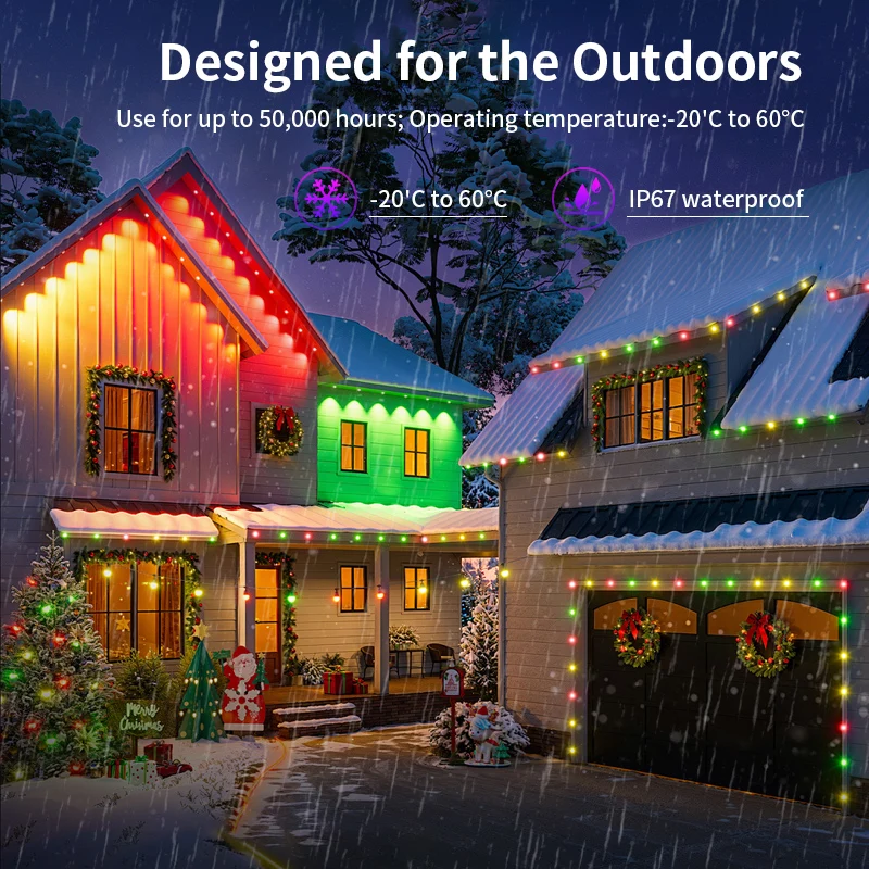 Picture 7: Smart Outdoor Eaves Light Supports Scheduled Stepless Dimming DlY Lighting Effects Christmas Lights For New year's Decorations