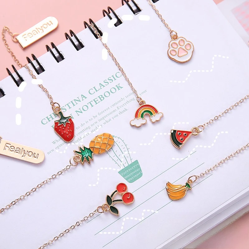 

Office School Supplies Cartoon Metal Pendant Hand Account Decoration Cute Small Student Folder Bookmark Female Kawaii Stationery