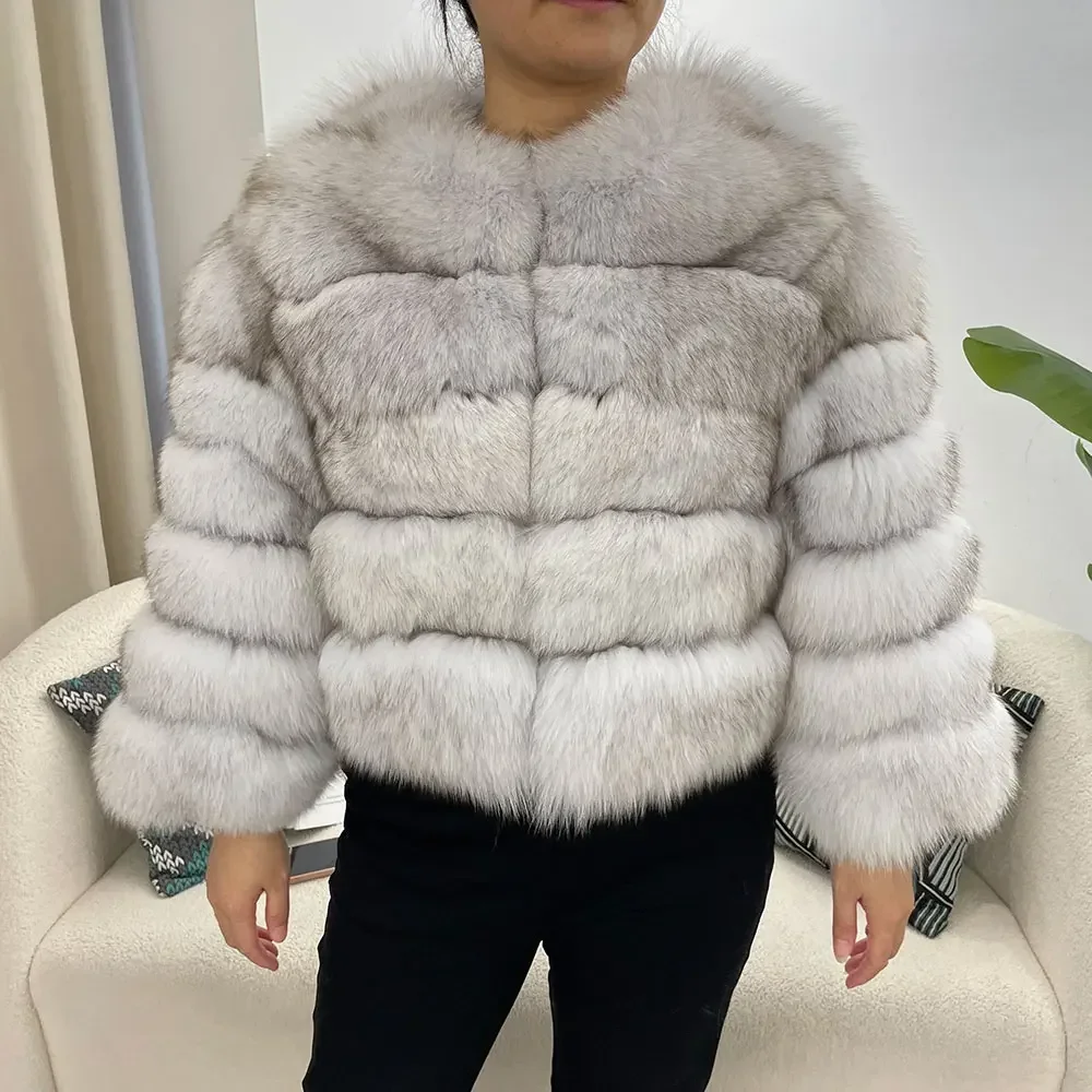 New Fur Jacket Raccoon Fur Jacket Fox Fur Coat Winter Real Natural Fur Coat Women Fox Fur Outerwear Thick Warm Luxury Female