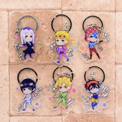 Jojo Anime Keychain 6 Styles Arcylic Cartoon Figures Keyrings Kawaii Key Chain Accessories