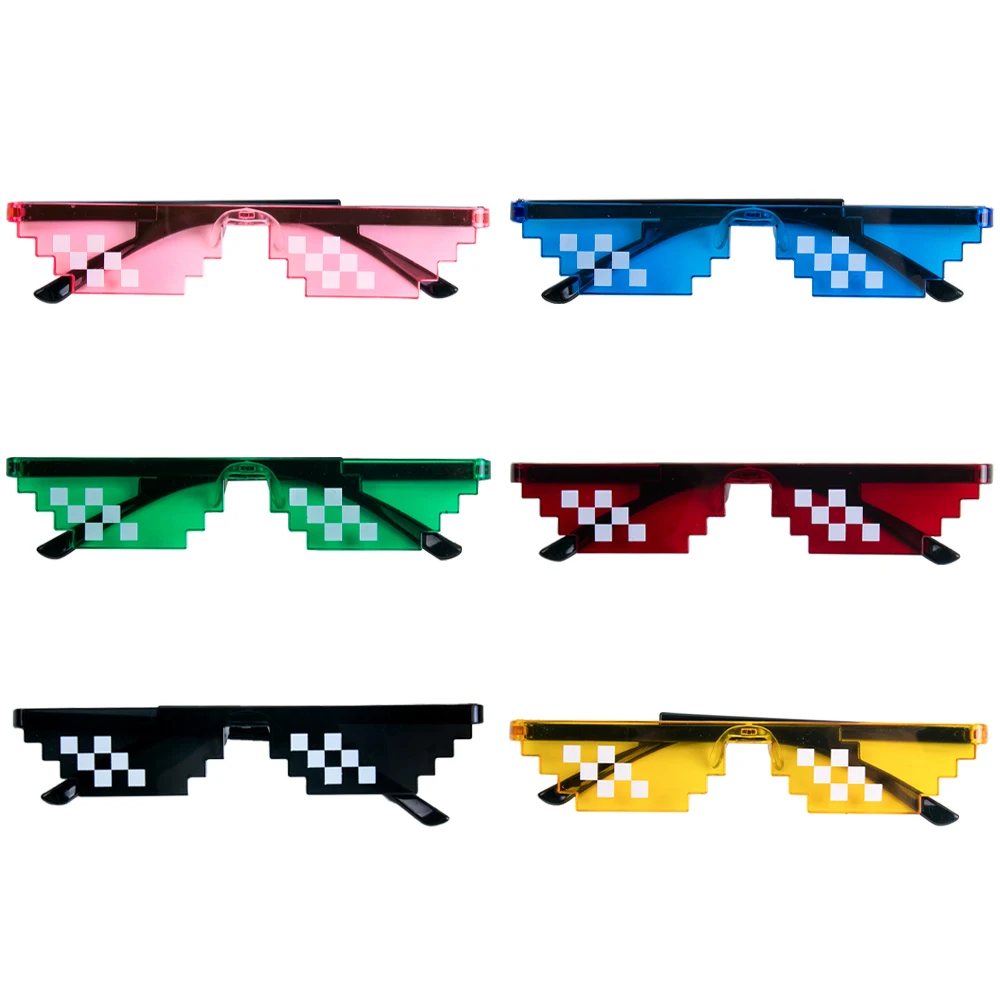 4Pcs Mosaic Sunglasses Pixel Black Retro Gamer Robot Glasses For Men And Women Birthday Party Cosplay Gift Decor Supplies