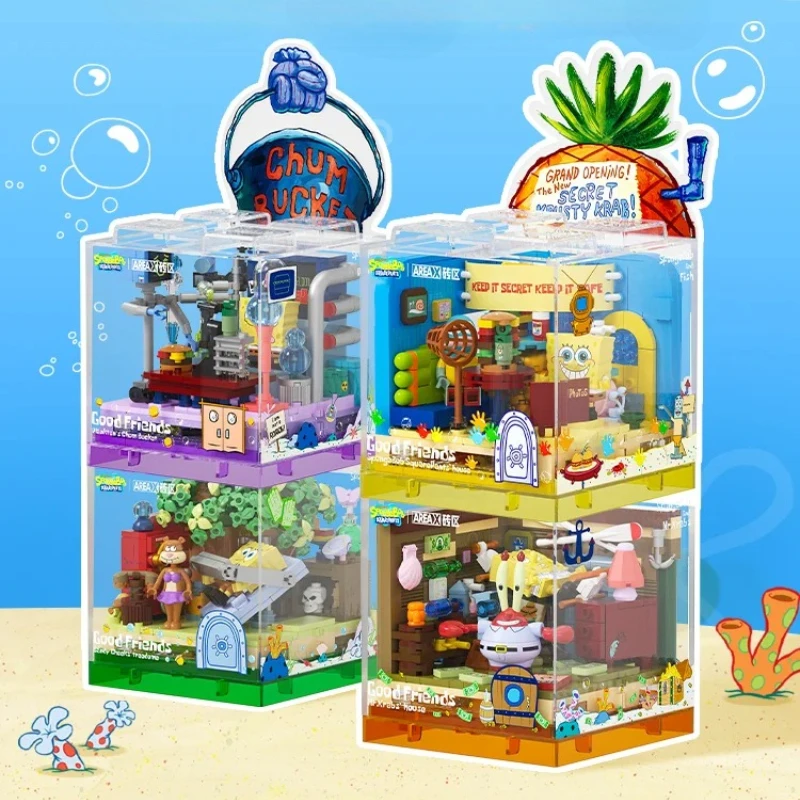 

SpongeBob SquarePants Building Block Good Friends Series Pineapple House Model with Figuren Desktop Ornaments Kids Toys Gift
