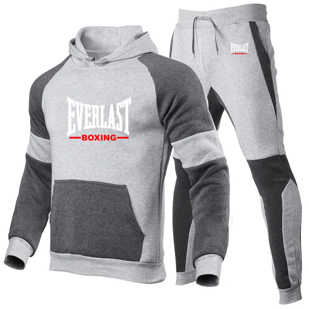 Everlast 2025 Spring Autumn Men's New Hight Quality Hoodies Sweatshirts Cotton Tops+Sweatpants Sports Running Two Pieces Sets - Image 2